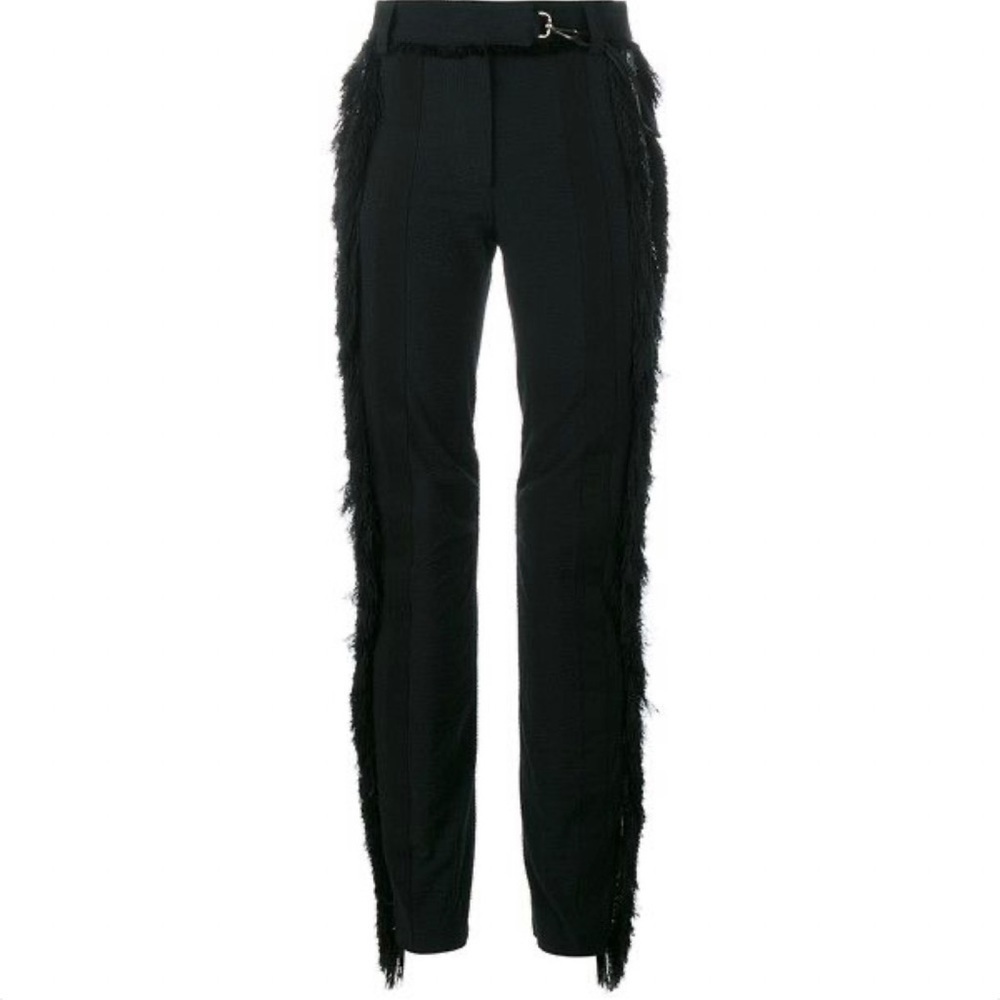 Paco Rabanne S/S 2016 Searsucker Striped Fringe Trim Straight Leg Pants, EU 40 - Picture 12 of 13